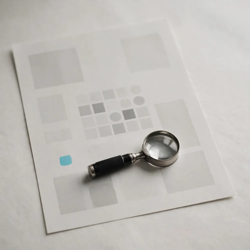 A loupe on a colour proof
